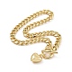 Brass Heart Pendant Necklace with Curb Chains for Women NJEW-L463-002G-1