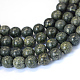 Rangées de perles rondes en dentelle serpentine naturelle / verte G-E334-6mm-14-1