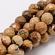 Faceted Round Natural Picture Jasper Bead Strands G-L437-35-8mm-1