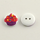 2-Hole Ice-Cream Pattern Printed Wooden Buttons X-BUTT-R031-026-2