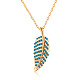 18K Real Gold Plated Alloy Austrian Crystal Leaf Pendant Necklaces NJEW-DD0001-28E-1