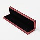 長方形シノワズリ刺繍シルクネックレスボックス  ベルベットとプラスチックとの  暗赤色  24.5x6x3mm OBOX-F002-09-3