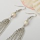 Dangling Freshwater Pearl Long Tassels Earrings for Women EJEW-PJE688-3