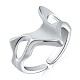 Rhodium Plated 925 Sterling Silver Twist Heart Open Cuff Ring JR888A-1
