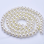 Chapelets de perles en verre nacré, nacré, ronde, blanc crème, 10mm, Trou: 1mm, Environ 80 pcs/chapelet, 32 pouce