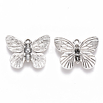 Tibetan Style Alloy Charms, Butterfly, Cadmium Free & Lead Free, Antique Silver, 14.5x18x2mm, Hole: 1.4mm
