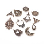 Tibetische Stil Verbinder/Normale Links, Nickelfrei, Mischformen, Antik Bronze, 21~64x8~62.5x1.5~15 mm, Bohrung: 1~4 mm