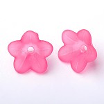 Abalorios de acrílico transparentes, esmerilado, flor, de color rosa oscuro, 13x7mm, agujero: 1 mm, aproximamente 1380 unidades / 370 g