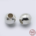 925 стерлингов серебряные шарики Spacer, круглые, серебряные, 3 мм, отверстие : 1~1.2 мм, Около 200 шт / 10 г