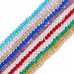 5301 perles bicône imitation cristal autrichien, Chapelets de perles en verre à facettes, couleur mixte, 3x3~3.5mm, Trou: 0.5mm, Environ 125~130 pcs/chapelet, 15.5 pouce