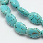 Dyed Synthetical Turquoise Oval Bead Strand, Turquoise, 13x10x5mm, Hole: 1mm, about 30pcs/strand, about 15 inch