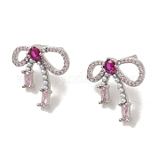 Серьги-гвоздики из латуни с микропаве из кубического циркония EJEW-R162-19P