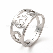 304 Stainless Steel Star of David Adjustable Ring for Women RJEW-B027-11P