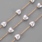 Handmade ABS Plastic Imitation Pearl Beaded Chains STAS-T052-39G