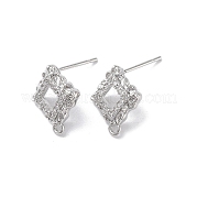 Brass Micro Pave Cubic Zirconia Stud Earring Findings KK-E107-16P