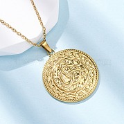 Плоские круглые ожерелья с троичным узлом из нержавеющей стали 304 NJEW-H059-03G