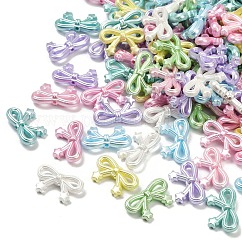 Непрозрачные акриловые бусины с имитацией жемчуга, бантом со звездой, разноцветные, 20x34x10 мм, отверстие : 2 мм