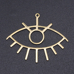 201 pendenti in acciaio inossidabile tagliati al laser, occhio, oro, 32x39.5x1mm, Foro: 1.5 mm