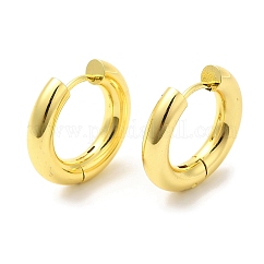 Orecchini a cerchio Huggie in ottone placcato a cremagliera da donna, placcato di lunga durata, piombo & cadimo libero, vero placcato oro 18k, 6 gauge, 19x20x4mm