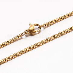 Collares de cadena de caja de acero inoxidable 304, con cierre de pinza, dorado, 17.7 pulgada (45 cm)
