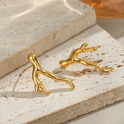 Серьги-гвоздики в виде веточек из нержавеющей стали GY4783