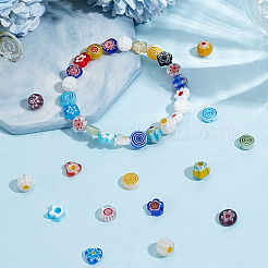 120 шт. 5 стиля стеклянных бусин миллефиори ручной работы&nbsp;LAMP-AR0001-33