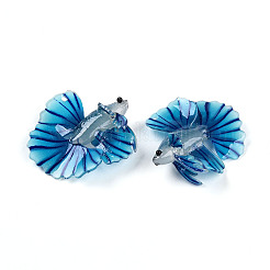 アクリルパーツ  3dプリント  金魚  ドジャーブルー  34.5~35x36~37.5x12.5~16.5mm  穴：1.5~1.6mm&nbsp;X-BACR-T001-02C