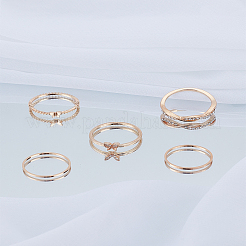 1 Box Fingerringe-Sets aus Legierung mit Strassen für Damen&nbsp;RJEW-LP0002-47