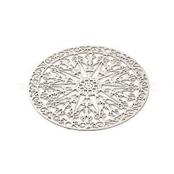メッキ真鍮細工のペンダントラック  長持ちメッキ  カドミウムフリー＆ニッケルフリー＆鉛フリー  花付きフラットラウンド  プラチナ  30x0.3mm  穴：1.2mm&nbsp;KKC-K001-06P