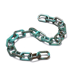 手作りのアクリルペーパークリップチェーン  ジュエリー作りのための  ダークシアン  リンク：22.5x15x3mm  39.37インチ（1m）/連&nbsp;AJEW-JB00696-01