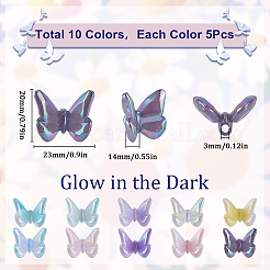 50 шт. 10-цветные радужные переливающиеся акриловые бусины с УФ-покрытием TACR-SC0001-29