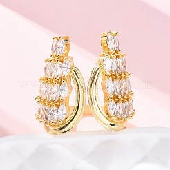 Латунные кольца-манжеты с микропаве и прозрачным цирконием для женщин RJEW-A062-02G