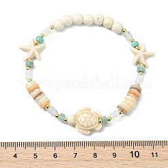 Braccialetti elasticizzati da donna con perline naturali di conchiglia d'acqua dolce&nbsp;BJEW-JB13810-01