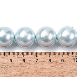 電気めっきシェルパールビーズ連売り  ラウンド  淡いターコイズ  16mm  穴：0.8~0.9mm  約24~25個/連  15.55~16.02''（39.5~40.7センチメートル）&nbsp;BSHE-G041-16mm-03