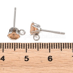 Componenti per orecchini a bottone in acciaio inossidabile 304 con micro pavé di zirconi cubici&nbsp;STAS-H240-56P-04