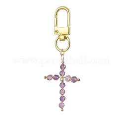 Украшение креста из натурального драгоценного камня в проволочной обертке HJEW-JM01932