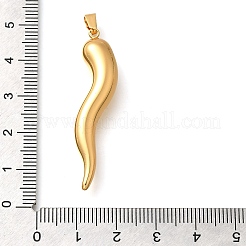 304ステンレスペンダント  たっぷりのホーン/イタリアンホーンコルニセロチャーム  ゴールドカラー  44x10x7.5mm  穴：5.5x3mm&nbsp;STAS-H200-08G-03