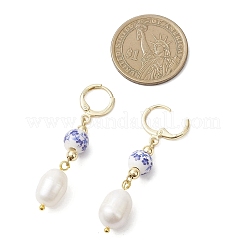 Латунные овальные серьги с застежкой-русалкой EJEW-JE06735