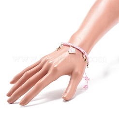 Braccialetto di fascino dello smalto della lega rosa della busta del cuore&nbsp;BJEW-JB08682-01
