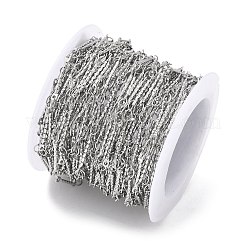 ラックメッキ304ステンレス鋼リンクバーチェーン  ハンダ付け  スプールで  ステンレス鋼色  15x2.5x1mm  約32.81フィート（10m）/ロール&nbsp;CHS-N009-05P