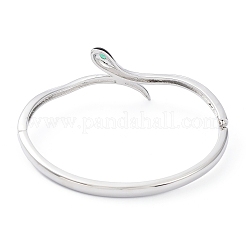 Эмалевый браслет на шарнире в виде змеи с фианитами BJEW-G673-02P