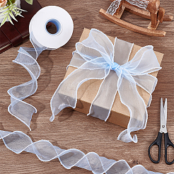 5 ярд ленты из органзы с пластиковой жемчужиной по краю&nbsp;OCOR-WH0101-185C