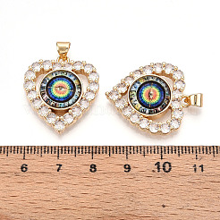 Латунные подвески с микропаве из прозрачных кубических цирконий для женщин&nbsp;KK-T070-93A-02