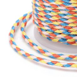 メタリック糸を使用した4本撚りポリコットンコード  手作りマクラメ綿ロープ  ひも壁掛け用植物ハンガー  カラフル  1.5mm  約4.3ヤード（4m）/ロール&nbsp;OCOR-Z003-D17
