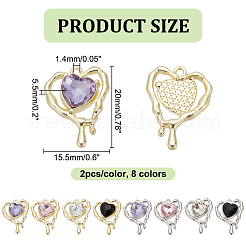 16шт. 8-х цветная стеклянная плавящаяся подвеска в форме сердца PALLOY-DR0001-02