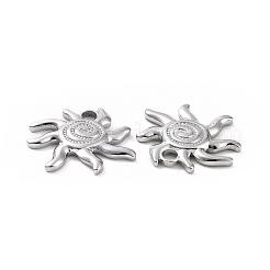 変色しない304ステンレススチールペンダント  太陽のチャーム  ステンレス鋼色  19x20x2.50mm  穴：3mm&nbsp;X-STAS-C003-12P
