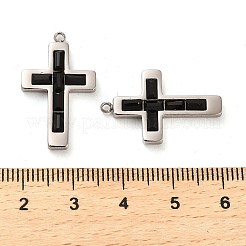 304ステンレスペンダント  ガラスと  コースチャーム  ステンレス鋼色  24.5x15.5x3mm  穴：1.4mm&nbsp;STAS-L022-085P