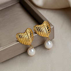 Boucles d'oreilles pendantes à clous en acier inoxydable 304 texturé pour femmes&nbsp;EE0643
