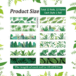 12 рулон клейкой бумажной ленты с рисунком листьев&nbsp;DIY-WH20009-47A