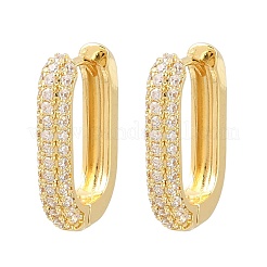 Прямоугольные серьги-кольца из латуни с микропаве из прозрачных кубических цирконий&nbsp;EJEW-D348-11G